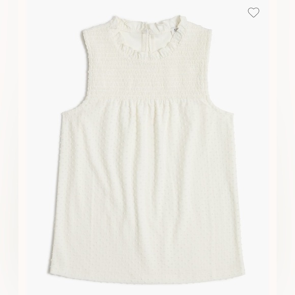 J.Crew NWT Smocked Clip-Dot Tank Top Large Ivory Sleeveless Blouse - Picture 2 of 7